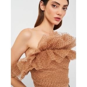 Zara tulle ruffle crop top